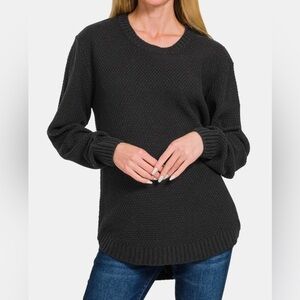 Zenana Outfitters Black Crew Neck Sweater- Women's large